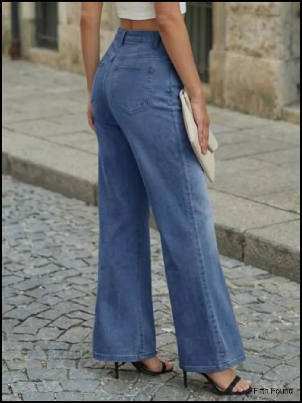 Wide Leg Baggy Jeans High Waisted Front Seam Denim Pants